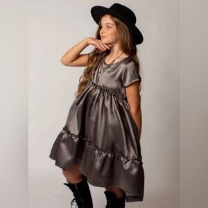 Joyfolie Charcoal Satin Kids Dress